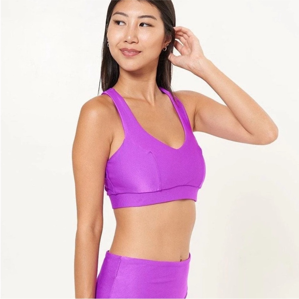 Lola Getts Active Classic Performance Sports Bra Top Fuschia Rib size XL